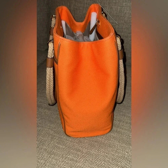 💥BLK FRI SALE NWT $258 Michael Kors Talia Apricot LG Grab Canvas Tote Purse/Bag - Picture 9 of 11